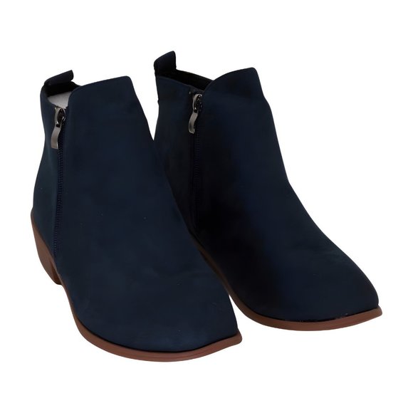 R.Z. Blue Shoes - R.Z. Blue Matte Leather Bootie Womens Shoes, Blue, Size 9